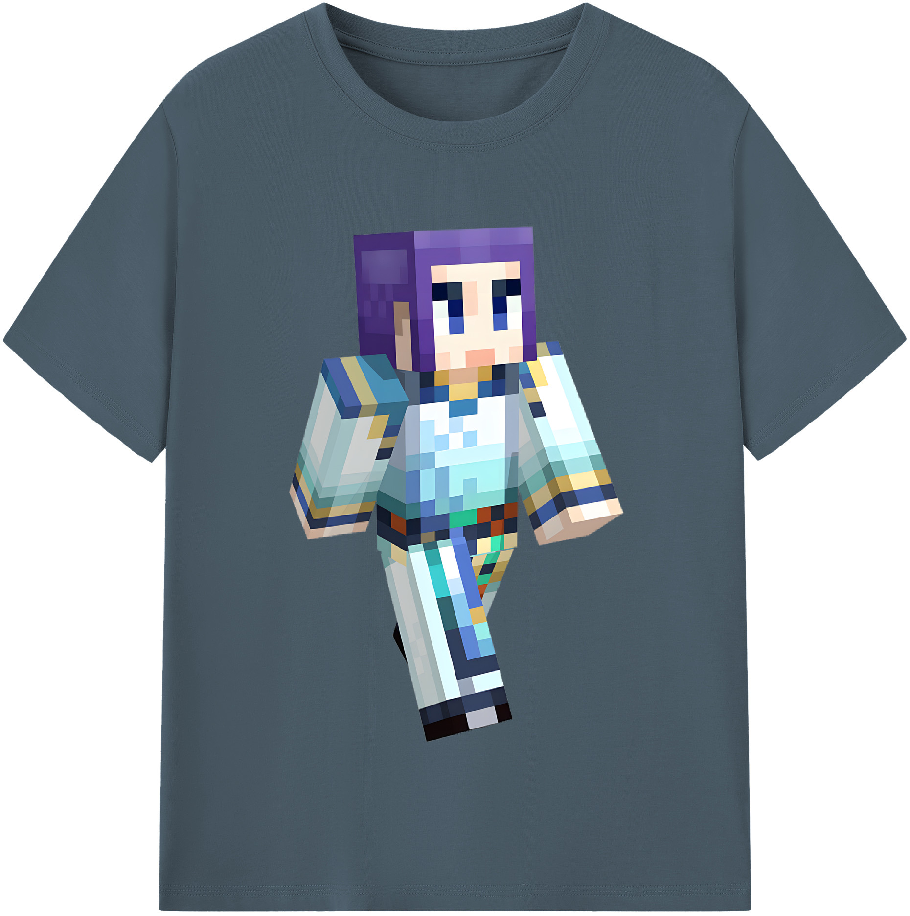 （画像用） マインクラフト ブロックの世界 Minecraft MC Block world 綿100％半袖Tシャツ（フロントプリント）
